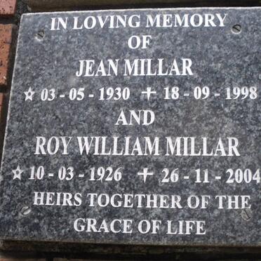 MILLAR Roy William 1926-2004 &amp; Jean 1930-1998