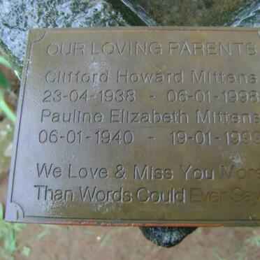 MITTENS Clifford Howard 1938-1998 &amp; Pauline Elizabeth 1940-1999
