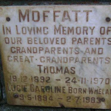 MOFFATT Thomas 1892-1970 &amp; Lucie Caroline WHELAN 1894-1983