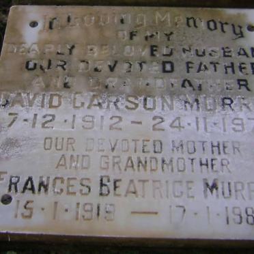 MURRAY David Carson 1912-1978 &amp; Frances Beatrice 1919-1985
