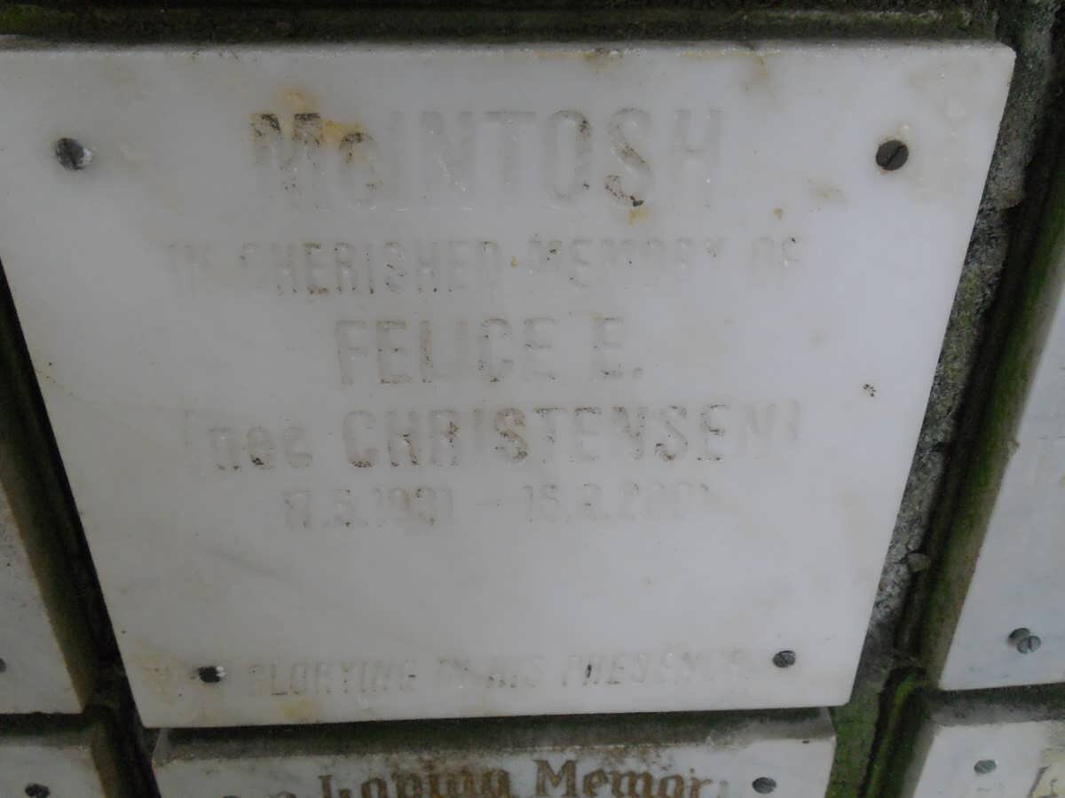 McINTOSH Felice E. nee CHRISTENSEN 1931-2001