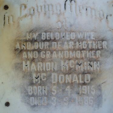 McDONALD Marion McMinn 1915-1986