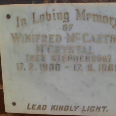 M'CRYSTAL Winifred McCarthy nee STEPHENSON 1900-1969