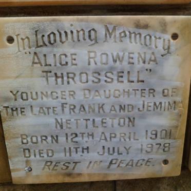 NETTLETON Alice Rowena Throssell 1901-1978