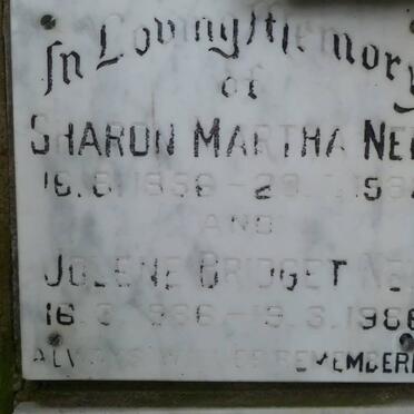 NEL Sharon Martha 1956-1982 :: NEL Jolene Bridget -1986-1986