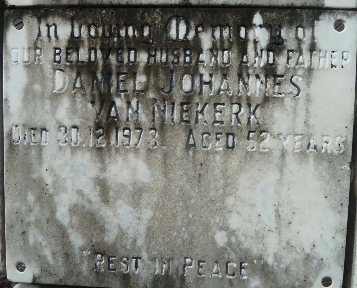NIEKERK Daniel Johannes, van -1973