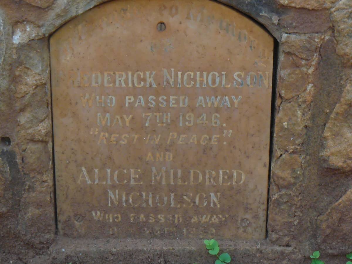 NICHOLSON Derick -1946 &amp; Alice Mildred 1959