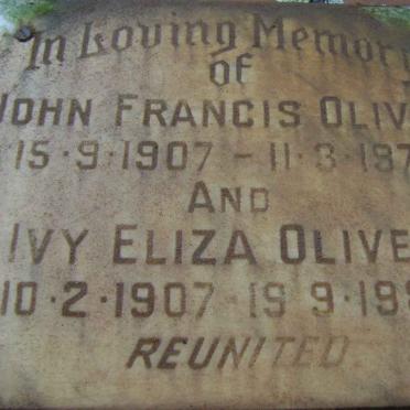 OLIVER John Francis 1907-1973 &amp; Ivy Eliza 1907-1982