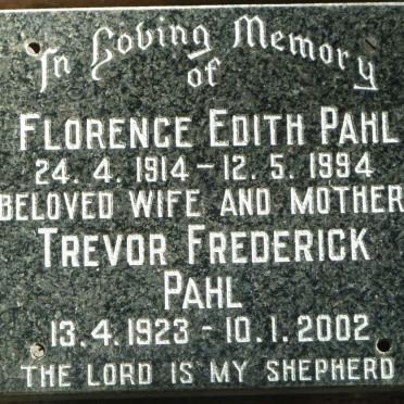PAHL Trevor Frederick 1923-2002 &amp; Florence Edith 1914-1994