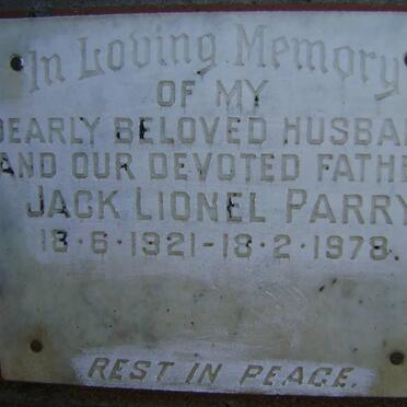 PARRY Jack Lionel 1921-1978