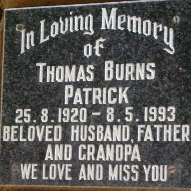 PATRICK Thomas Burns 1920-1993