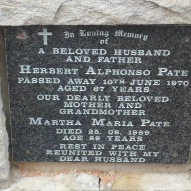PATE Herbert Alphonso -1970 &amp; Martha Maria -1999