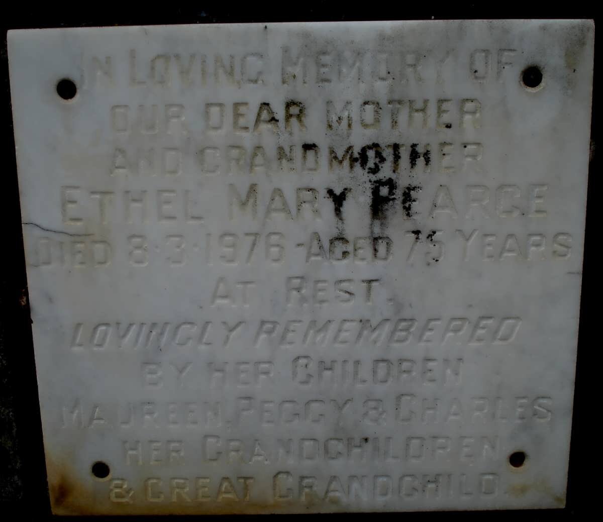 PEARCE Ethel Mary -1976