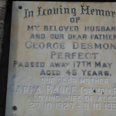 PERFECT George Desmond -1970 :: BANCE Carla formerly PERFECT 1927-1991