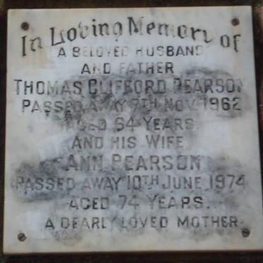 PEARSON Thomas Clifford -1962 &amp; Ann -1974