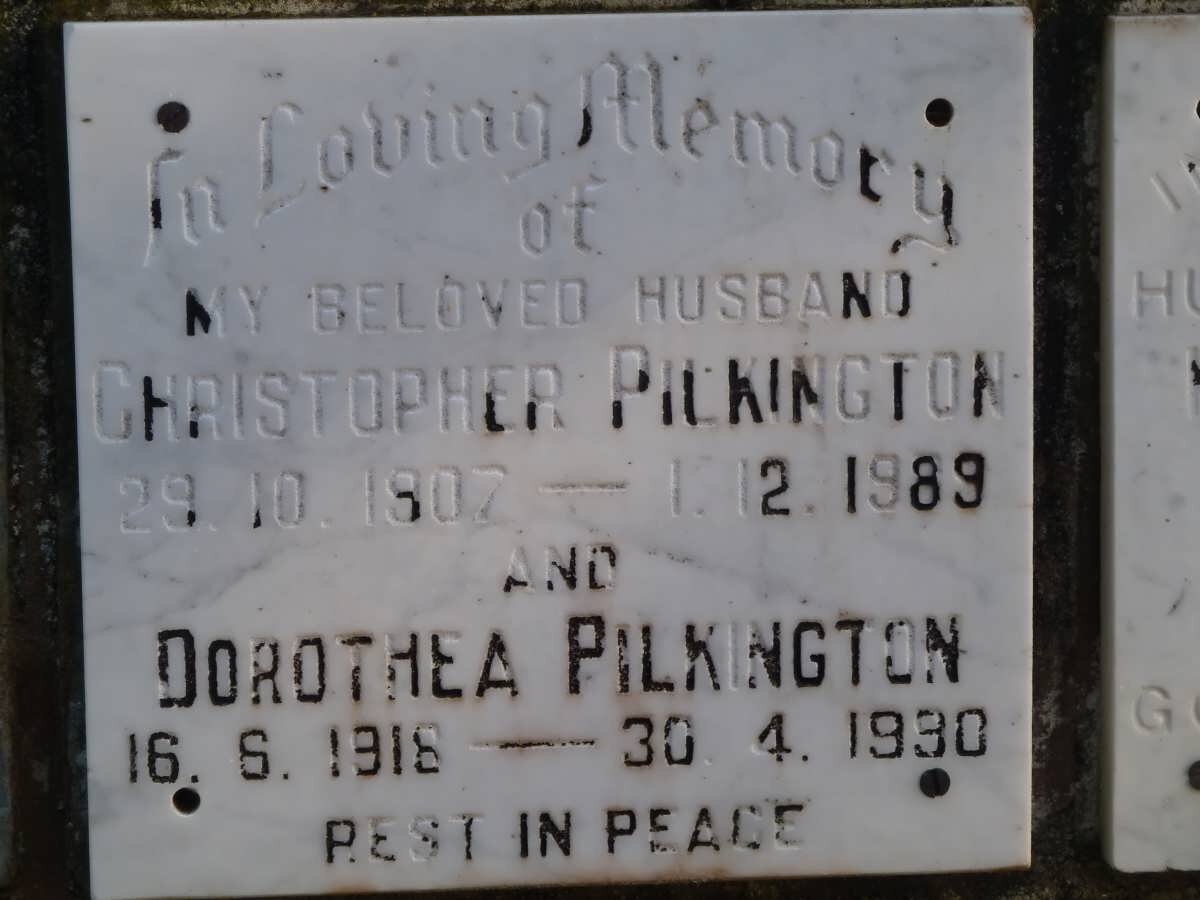 PILKINGTON Christopher 1907-1989 &amp; Dorothea 1918-1990