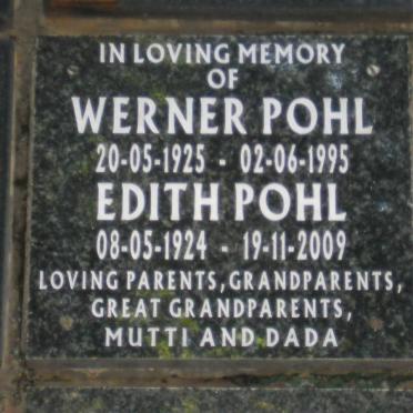 POHL Werner 1925-1995 &amp; Edith 1924-2009