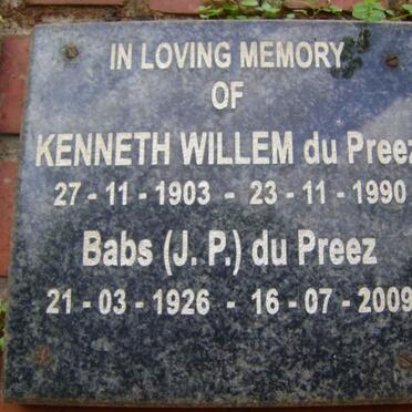 PREEZ Kenneth Willem, du 1903-1990 &amp; J.P. 1926-2009