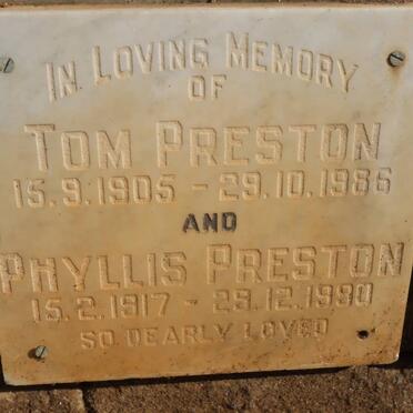 PRESTON Tom 1905-1986 &amp; Phyllis 1917-1990