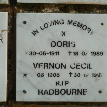 RADBOURNE Vernon Cecil 1908-1997 &amp; Doris 1911-1989