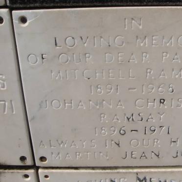 RAMSAY Mitchell 1891-1968 &amp; Johanna Christina 1896-1971