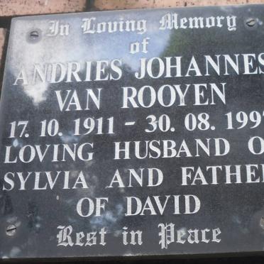 ROOYEN Andries Johannes, van 1911-1997