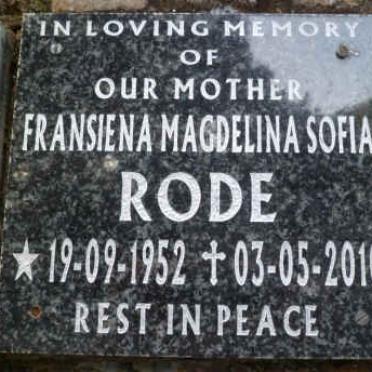 RODE Fransiena Magdelina Sofia 1952-2010