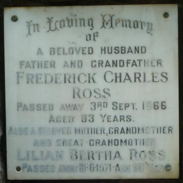 ROSS Frederick Charles -1966 &amp; Lilian Bertha -1971