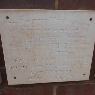 RYLEY Clive Robert -1971 &amp; Sarah Alice -1972