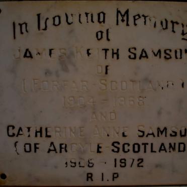 SAMSON James Keith 1904-1968 &amp; Catherine Anne 1906-1972
