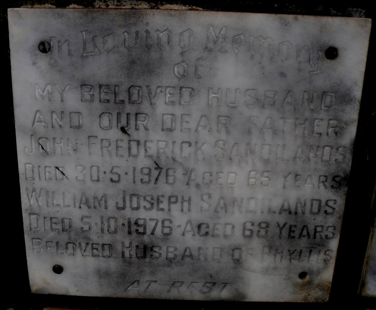 SANDILANDS John Frederick -1976 :: SANDILANDS William Joseph -1976