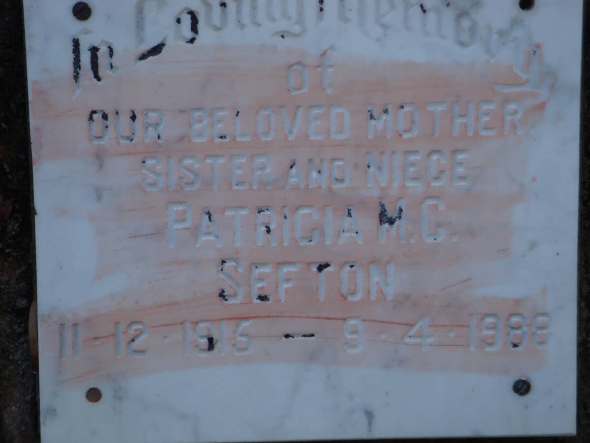 SEFTON Patricia M.C. 1915-1988