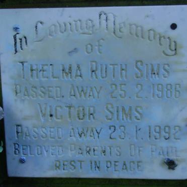 SIMS Victor -1992 &amp; Thelma Ruth -1986