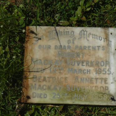 SUVERKROP Robert, Mackay -1955 &amp; Beatrice Annette -1958