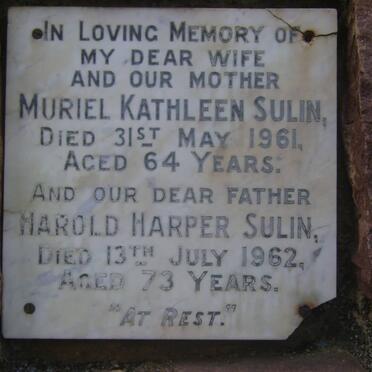SULIN Harold Harper -1962 &amp; Muriel Kathleen -1961