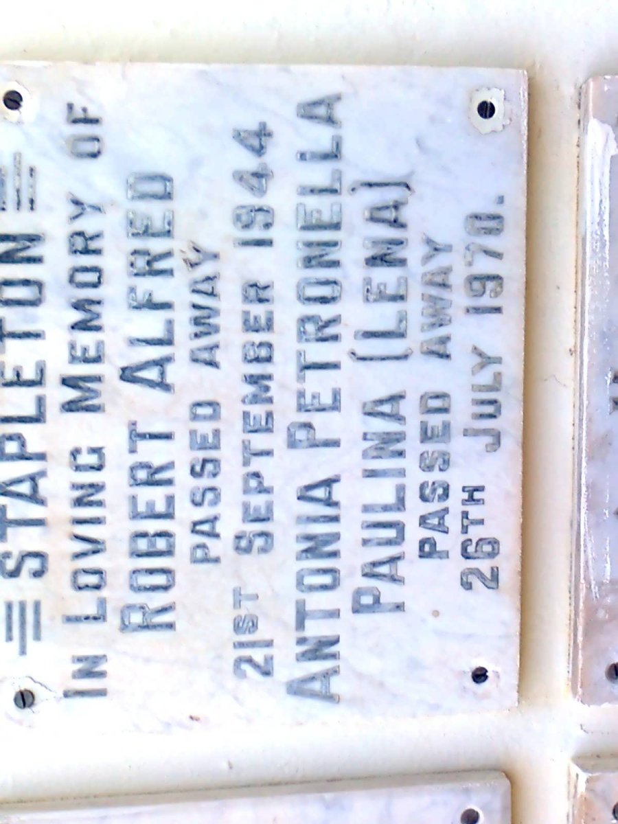 STAPLETON Robert Alfred -1944 &amp; Antonia Petronella Paulina -1970