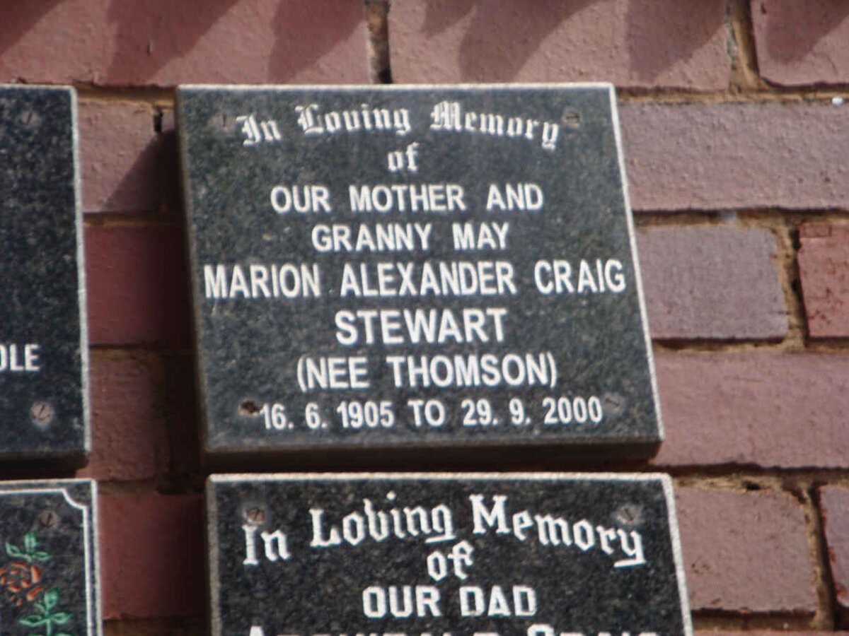 STEWART Marion Alexander Craig nee THOMSON 1905-2000