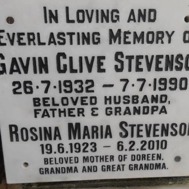 STEVENSON Gavin Clive 1932-1990 &amp; Rosina Maria 1923-2010