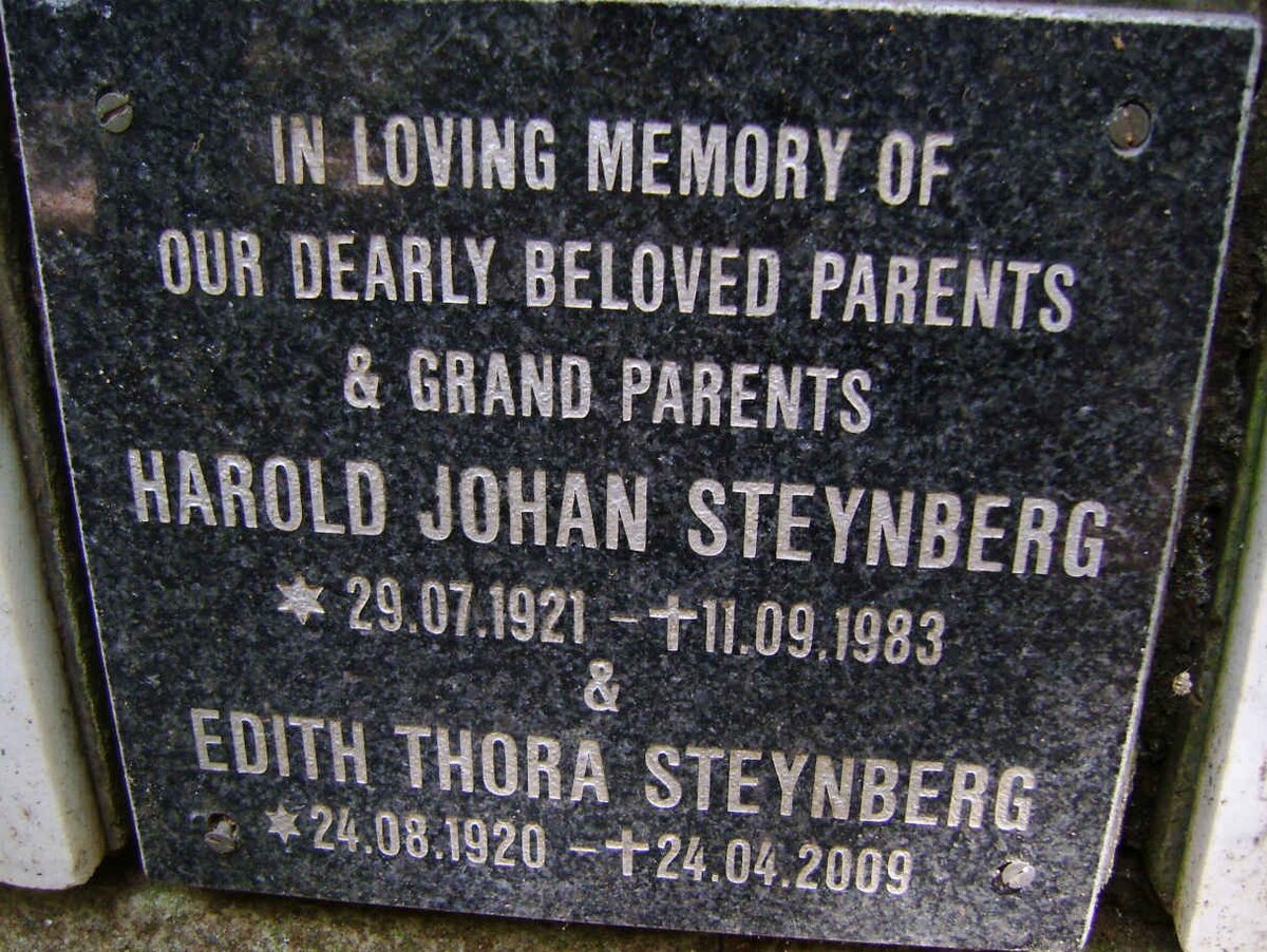 STEYNBERG Harold Johan 1921-1983 &amp; Edith Thora 1920-2009