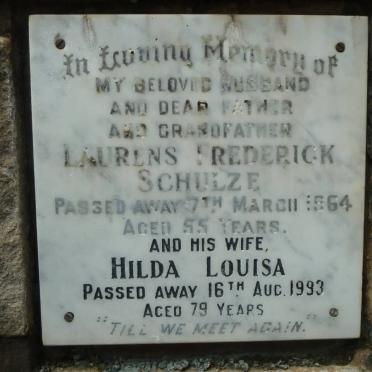 SCHULZE Laurens Frederick -1964 &amp; Hilda Louisa -1993