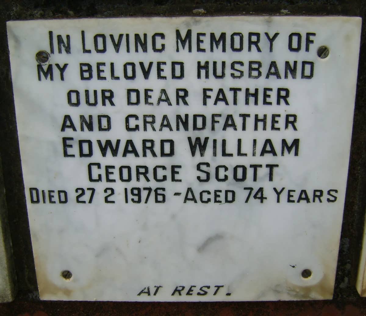 SCOTT Edward William George -1976