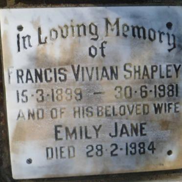 SHAPLEY Francis Vivian 1899-1981 &amp; Emily Jane -1984