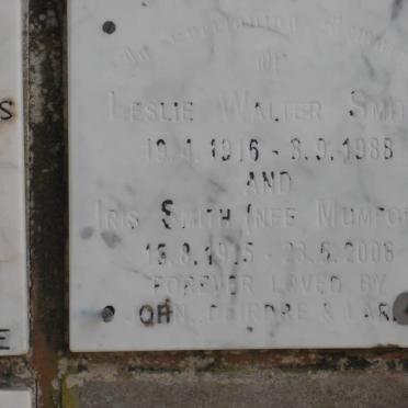 SMITH Leslie Walter 1916-1988 &amp; Iris MUMFORD 1915-2006