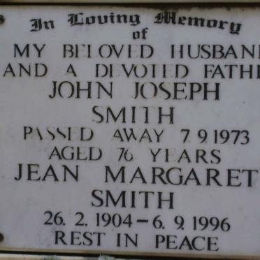 SMITH John Joseph -1973 &amp; Jean Margaret 1904-1996