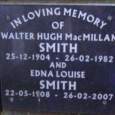 SMITH Walter Hugh MacMillan 1904-1982 &amp; Edna Louise 1908-2007