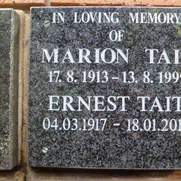 TAIT Ernest 1917-2013 &amp; Marion 1913-1999