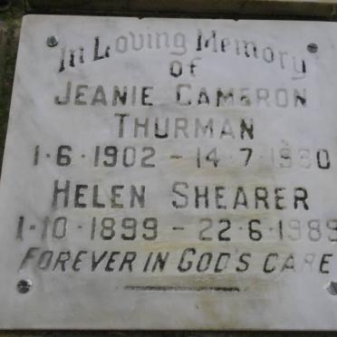 THURMAN Jeanie Cameron 1902-1980 :: SHEARER Helen 1899-1989