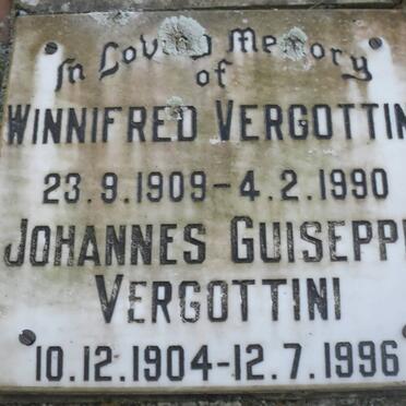 VERGOTTINI Johannes Guiseppe 1904-1996 &amp; Winnifred 1909-1990