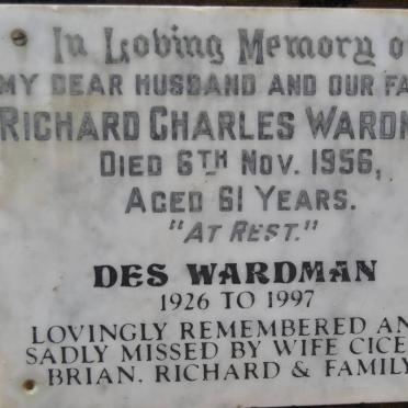 WARDMAN Richard Charles -1956 :: WARDMAN Des 1926-1997