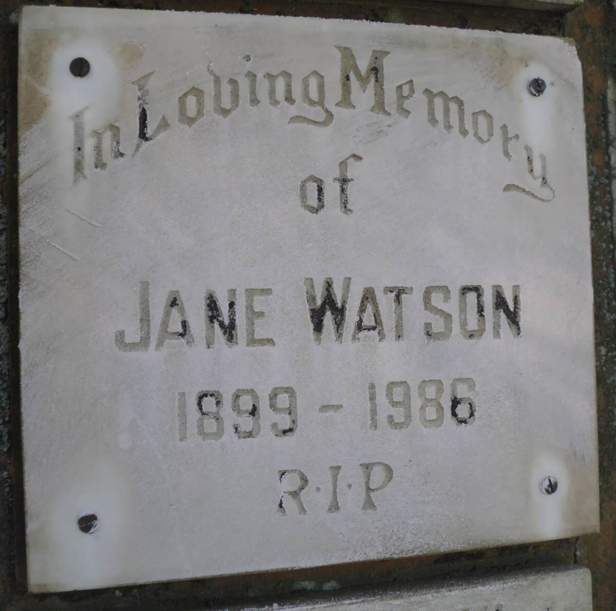 WATSON Jane 1899-1986